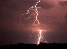 This CG was of very short duration, exhibited highly branched channels and was very bright indicating that it was staccato lightning near New Boston, Texas.