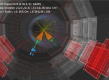 Run 3 event display by CMS showing the top-quark pair decay. Credit: CERN