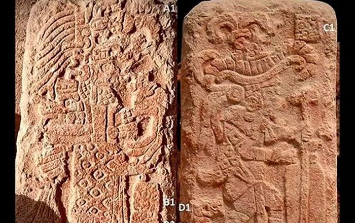 Ancient Maya Stela Carved On Both Sides Unearthed 'In Situ' In Uxmal, Yucatan Peninsula