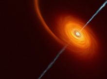 Artist’s impression of a black hole swallowing a star