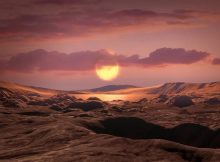 Artist’s conception of a rocky Earth-mass exoplanet like Wolf 1069 b orbiting a red dwarf star. If the planet… [more] © NASA/Ames Research Center/Daniel Rutter