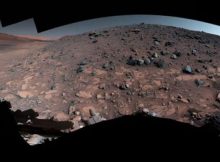 NASA’s Curiosity captured this 360-degree panorama while parked below Gediz Vallis Ridge (seen at right), a formation that preserves a record of one of the last wet periods seen on this part of Mars. After previous attempts, the rover finally reached the ridge on its fourth try. Credit: NASA/JPL-Caltech/MSSS