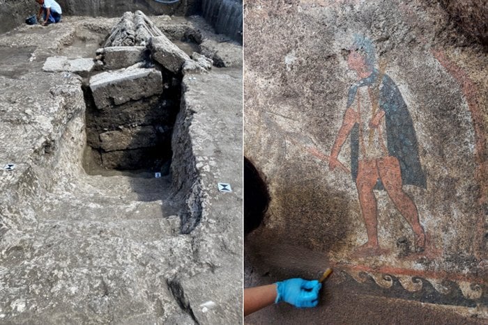 Extraordinary Painted Tomb Belonging To A Mercenary Warrior Found At Pontecagnano Necropolis