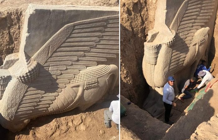 Remarkable Huge Ancient Lamassu Statue Unearthed In Nineveh, Iraq